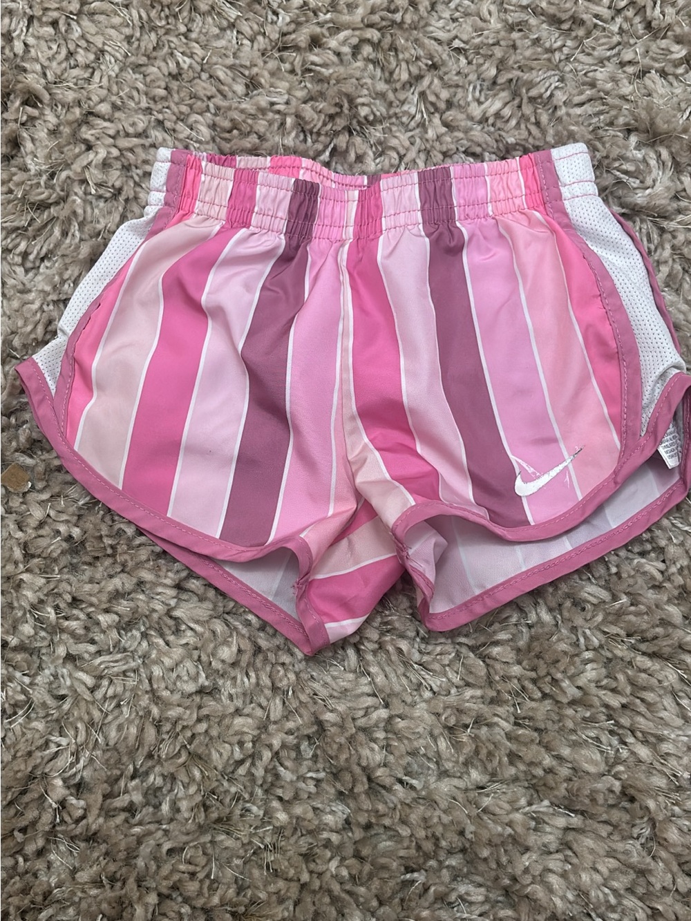 Nike Pink and Mauve Striped Athletic Shorts